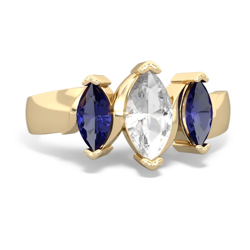 White Topaz Genuine White Topaz with Lab Created Sapphire and  Three Peeks ring Ring