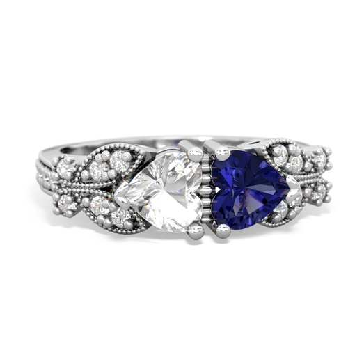 white topaz-lab sapphire keepsake butterfly ring