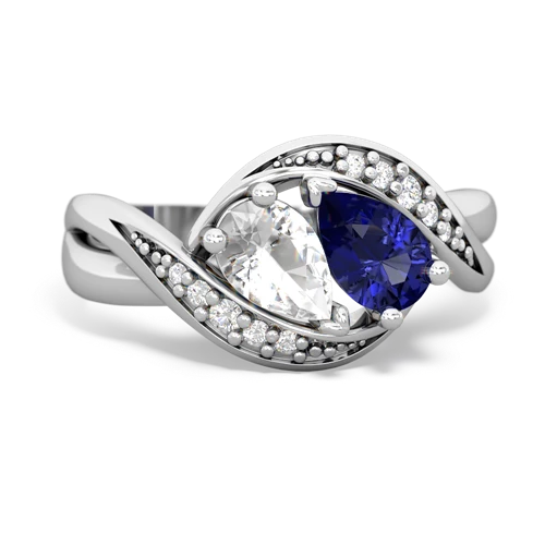 white topaz-lab sapphire keepsake curls ring