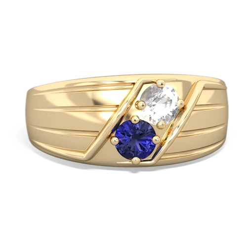 White Topaz Genuine White Topaz with Lab Created Sapphire Art Deco Men's ring Ring