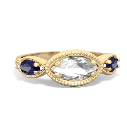 White Topaz Genuine White Topaz with Lab Created Sapphire and  Antique Style Keepsake ring Ring