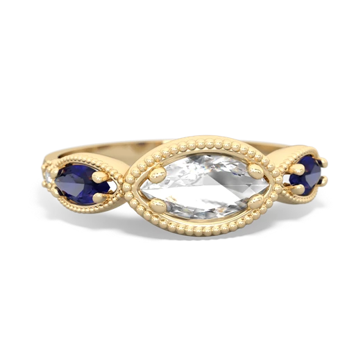 white topaz-lab sapphire milgrain marquise ring