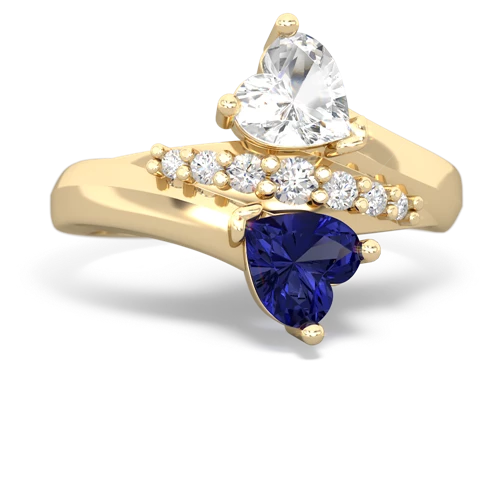 White Topaz Genuine White Topaz with Lab Created Sapphire Heart to Heart Bypass ring Ring