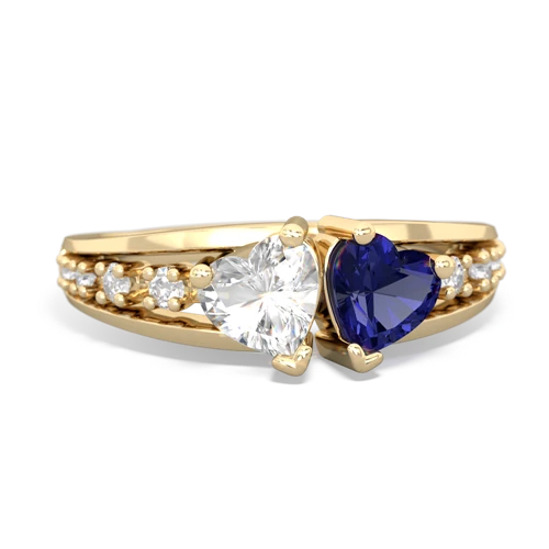 White Topaz Genuine White Topaz with Lab Created Sapphire Heart to Heart ring Ring
