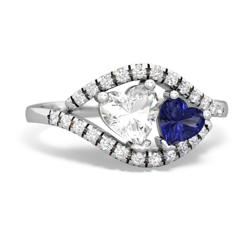 white topaz-lab sapphire mother child ring