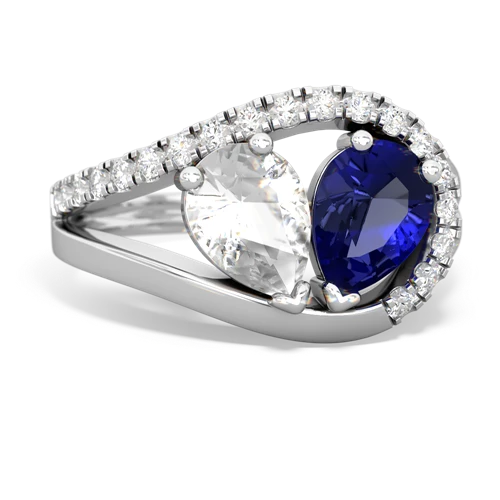 white topaz-lab sapphire pave heart ring