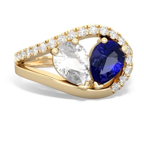 white topaz-lab sapphire pave heart ring