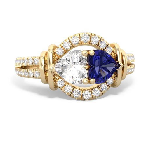 white topaz-lab sapphire pave keepsake ring