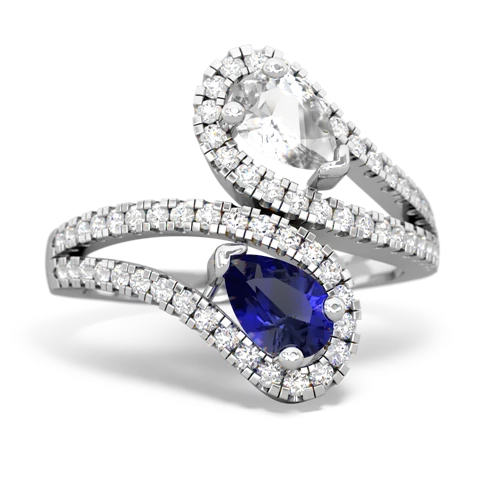 white topaz-lab sapphire pave swirls ring