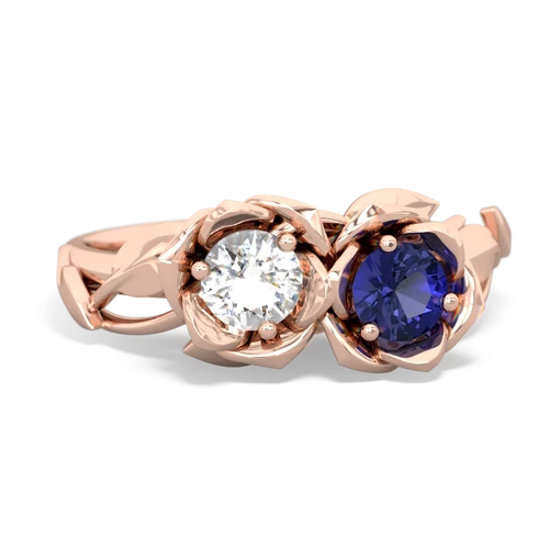 white topaz-lab sapphire roses ring