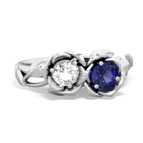 white topaz-lab sapphire roses ring