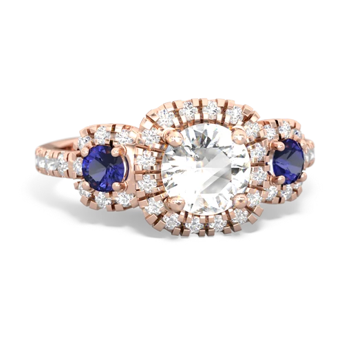 White Topaz Genuine White Topaz with Lab Created Sapphire and Lab Created Pink Sapphire Regal Halo ring Ring