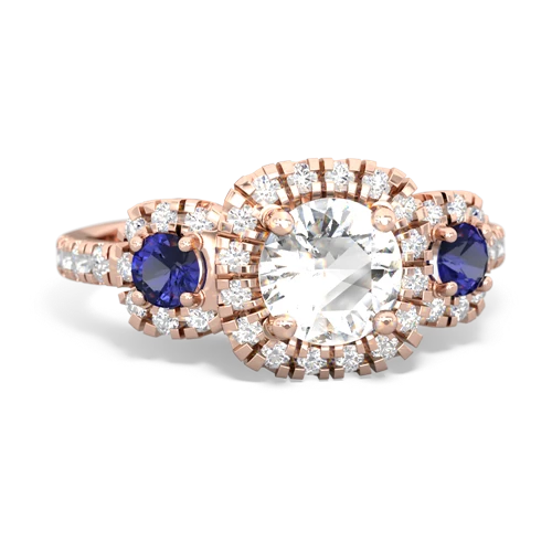 white topaz-lab sapphire three stone regal ring