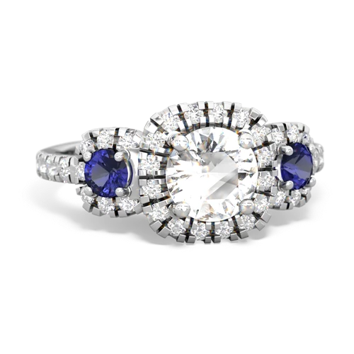 white topaz-lab sapphire three stone regal ring