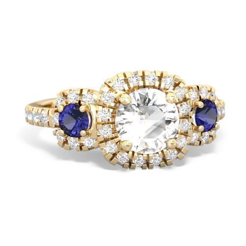 white topaz-lab sapphire three stone regal ring