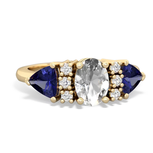 White Topaz Genuine White Topaz with Lab Created Sapphire and  Antique Style Three Stone ring Ring