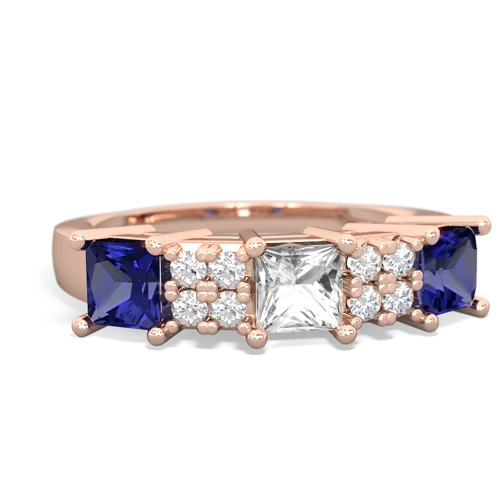 White Topaz Genuine White Topaz with Lab Created Sapphire and Genuine Pink Tourmaline Three Stone ring Ring