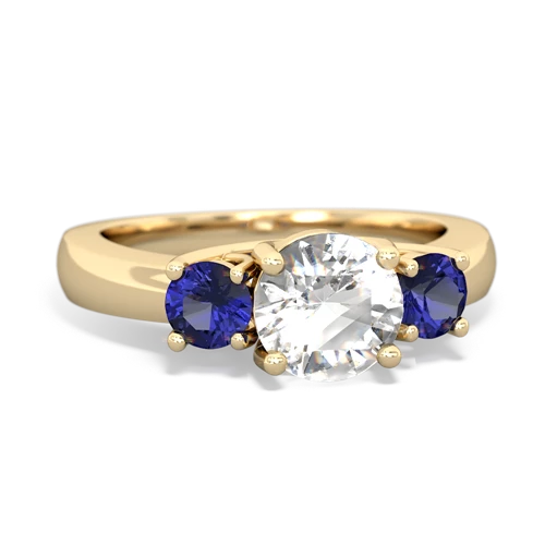 White Topaz Genuine White Topaz with Lab Created Sapphire and  Three Stone Trellis ring Ring