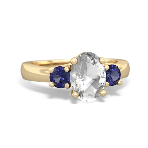 White Topaz Genuine White Topaz with Lab Created Sapphire Three Stone Trellis ring Ring