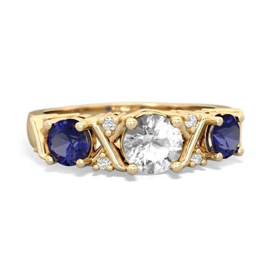 White Topaz Genuine White Topaz with Lab Created Sapphire and  Hugs and Kisses ring Ring