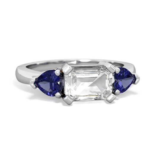 White Topaz Genuine White Topaz with Lab Created Sapphire and Genuine Pink Tourmaline Three Stone ring Ring