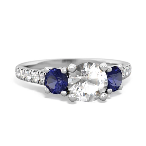 white topaz-lab sapphire trellis pave ring