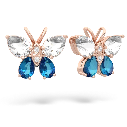 white topaz-london topaz butterfly earrings