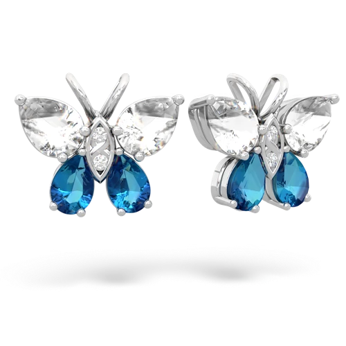 white topaz-london topaz butterfly earrings
