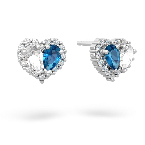 white topaz-london topaz halo-heart earrings