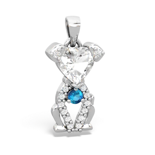 white topaz-london topaz birthstone puppy pendant