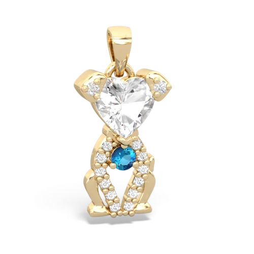 white topaz-london topaz birthstone puppy pendant