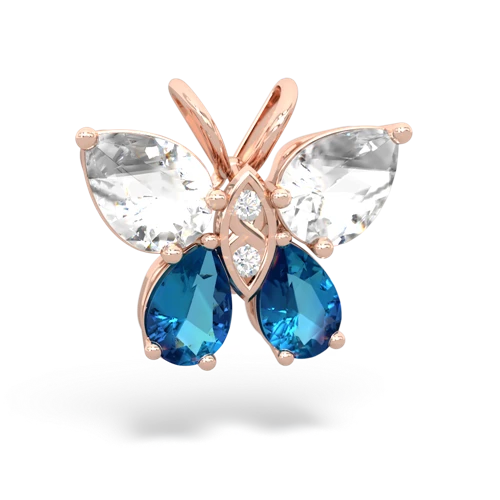 white topaz-london topaz butterfly pendant