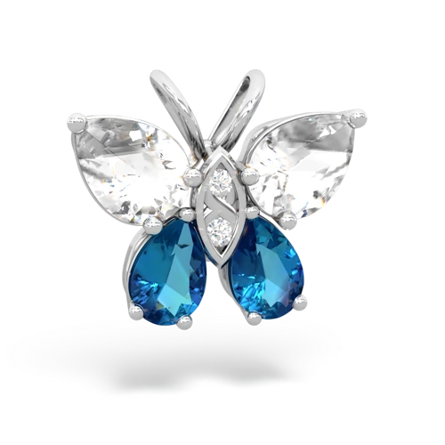 white topaz-london topaz butterfly pendant