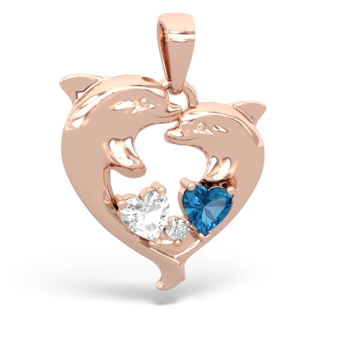 white topaz-london topaz dolphins pendant