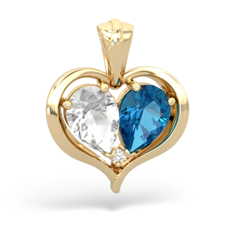 white topaz-london topaz half heart whole pendant