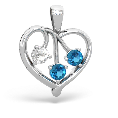 White Topaz Genuine White Topaz with Genuine London Blue Topaz and Genuine Black Onyx Glowing Heart pendant Pendant
