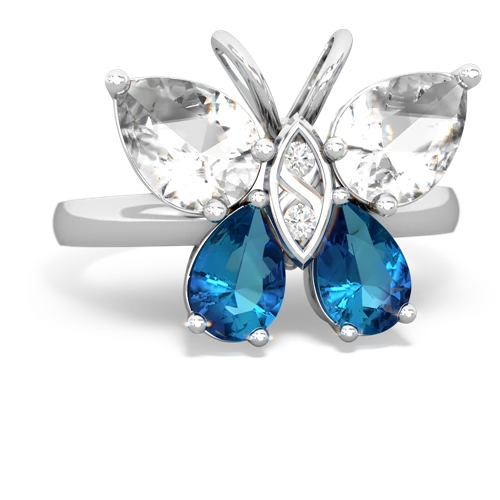 white topaz-london topaz butterfly ring