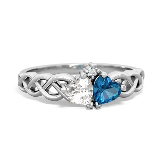 white topaz-london topaz celtic braid ring