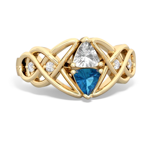 white topaz-london topaz celtic knot ring