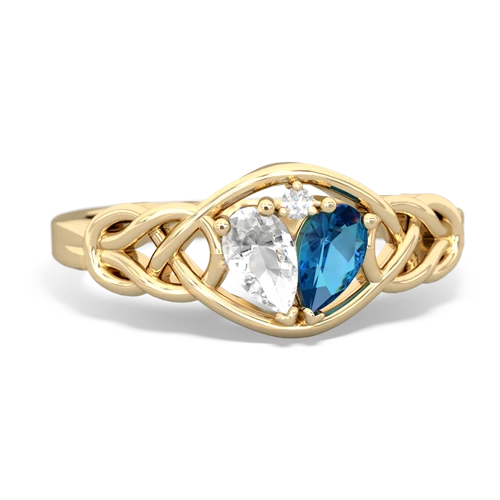 white topaz-london topaz celtic knot ring