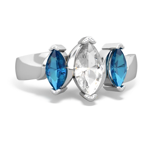 White Topaz Genuine White Topaz with Genuine London Blue Topaz and Genuine Peridot Three Peeks ring Ring