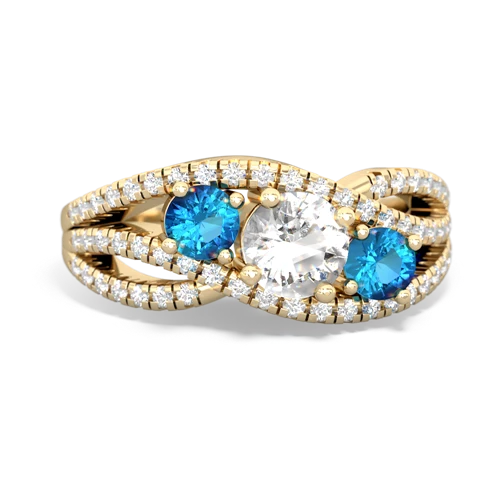 white topaz-london topaz three stone pave ring