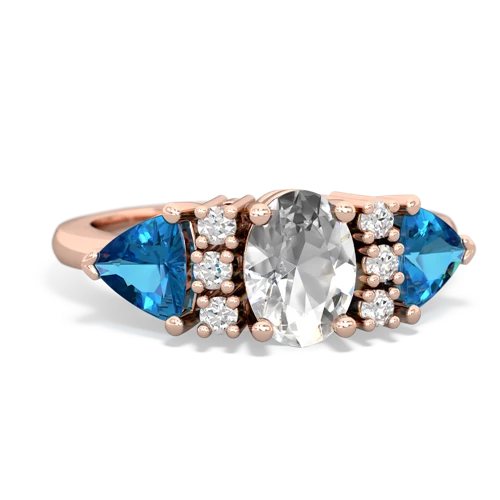 White Topaz Genuine White Topaz with Genuine London Blue Topaz and Genuine Pink Tourmaline Antique Style Three Stone ring Ring