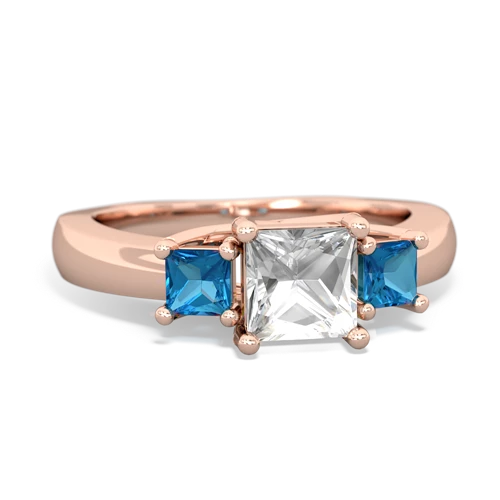 White Topaz Genuine White Topaz with Genuine London Blue Topaz and Genuine Pink Tourmaline Three Stone Trellis ring Ring
