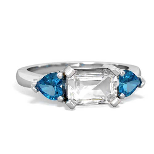White Topaz Genuine White Topaz with Genuine London Blue Topaz and Genuine Peridot Three Stone ring Ring