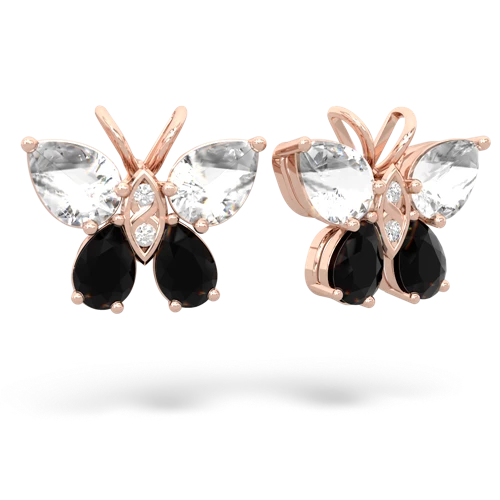 white topaz-onyx butterfly earrings