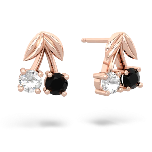white topaz-onyx cherries earrings