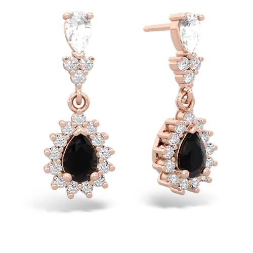 white topaz-onyx dangle earrings