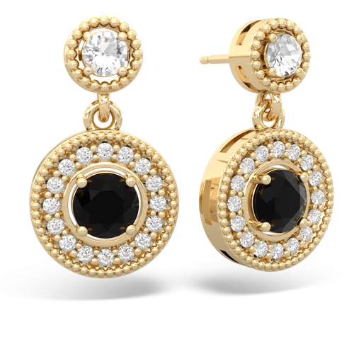 White Topaz Genuine White Topaz with Genuine Black Onyx Halo Dangle earrings Earrings