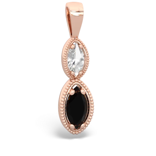 White Topaz Genuine White Topaz with Genuine Black Onyx Antique-style Halo pendant Pendant